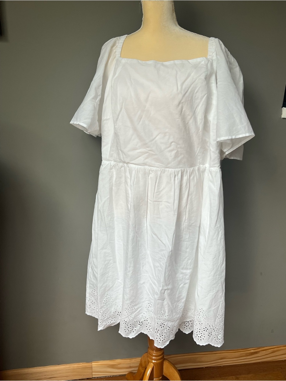 Lane Bryant White Eyelet Hem Square Neck Sundress Size 24 - New!
